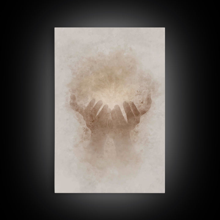 Grace In Hands – Framed Canvas Print – Christian Wall Art – Christian Art Canvas – Minimalist Christian Art – Christian Gift – Subtle Chris