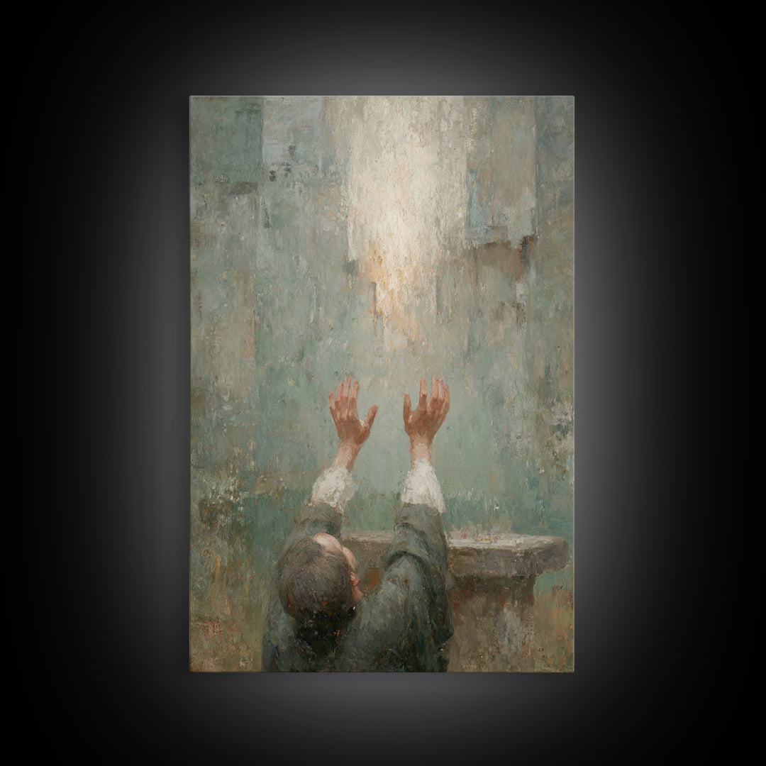 Reaching Light , Framed Canvas Print, Christian Art Canvas, Christian Wall Art, Christian Art, Abstract Christian Art, Christian Gift