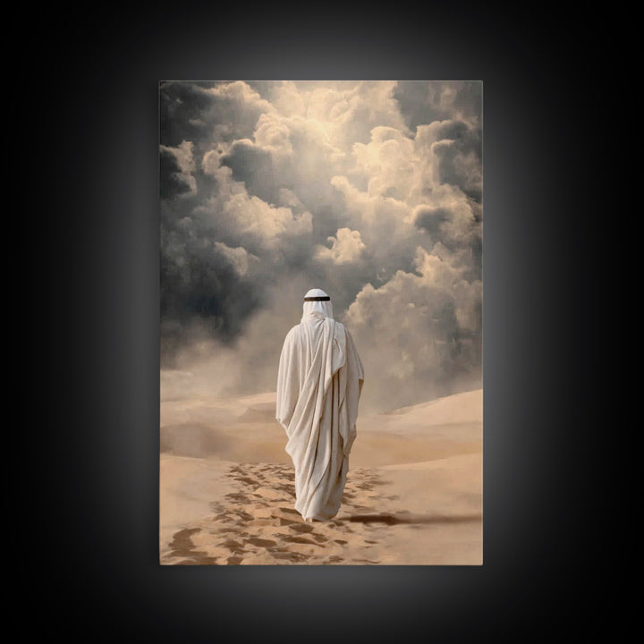 Desert Walk Light – Framed Canvas Print – Christian Art Canvas – Christian Wall Art – Jesus Painting – Modern Christian Art – Christian Gif