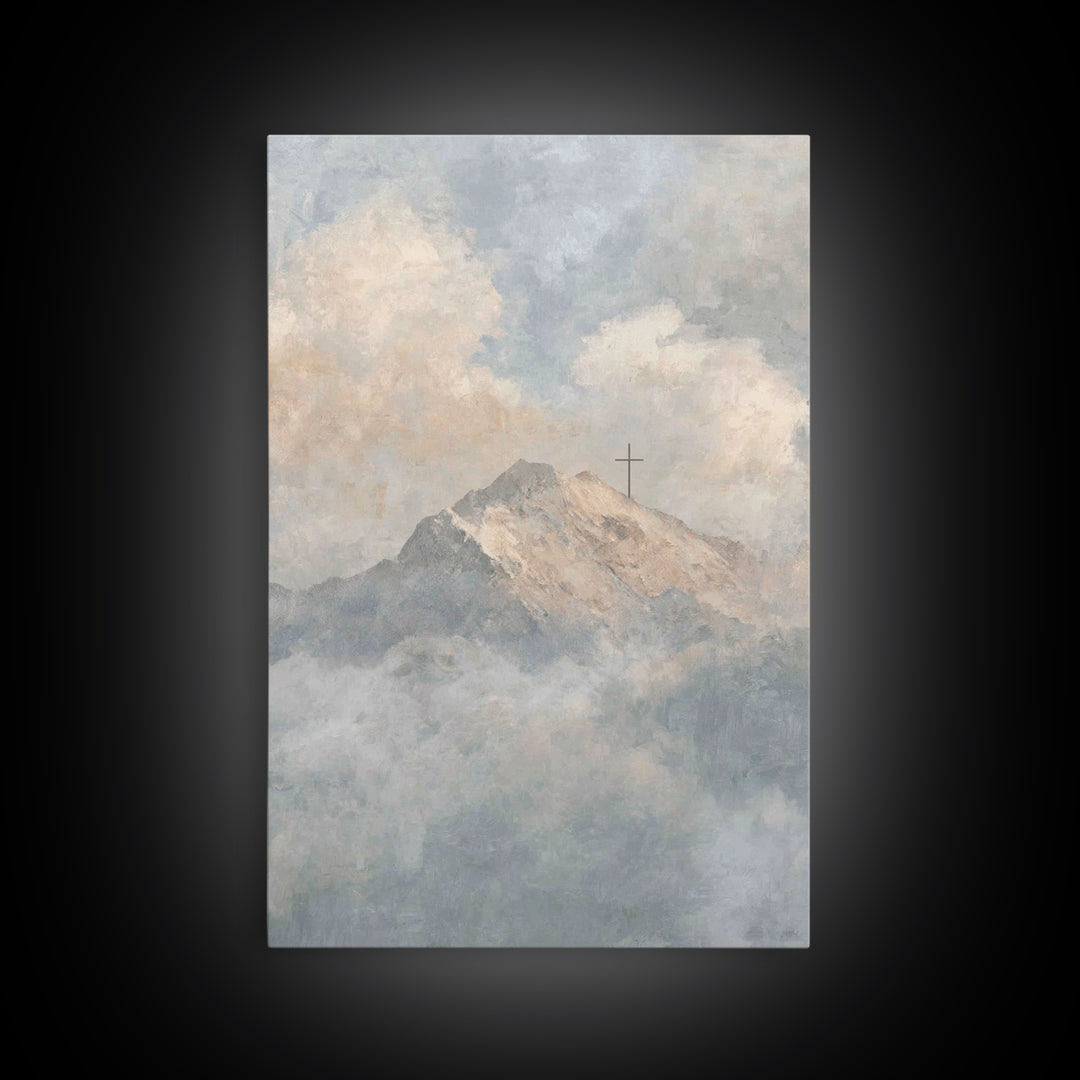 Mountain Of Hope – Framed Canvas Print – Christian Wall Art – Christian Art Canvas – Large Christian Painting – Christian Christmas Art – C