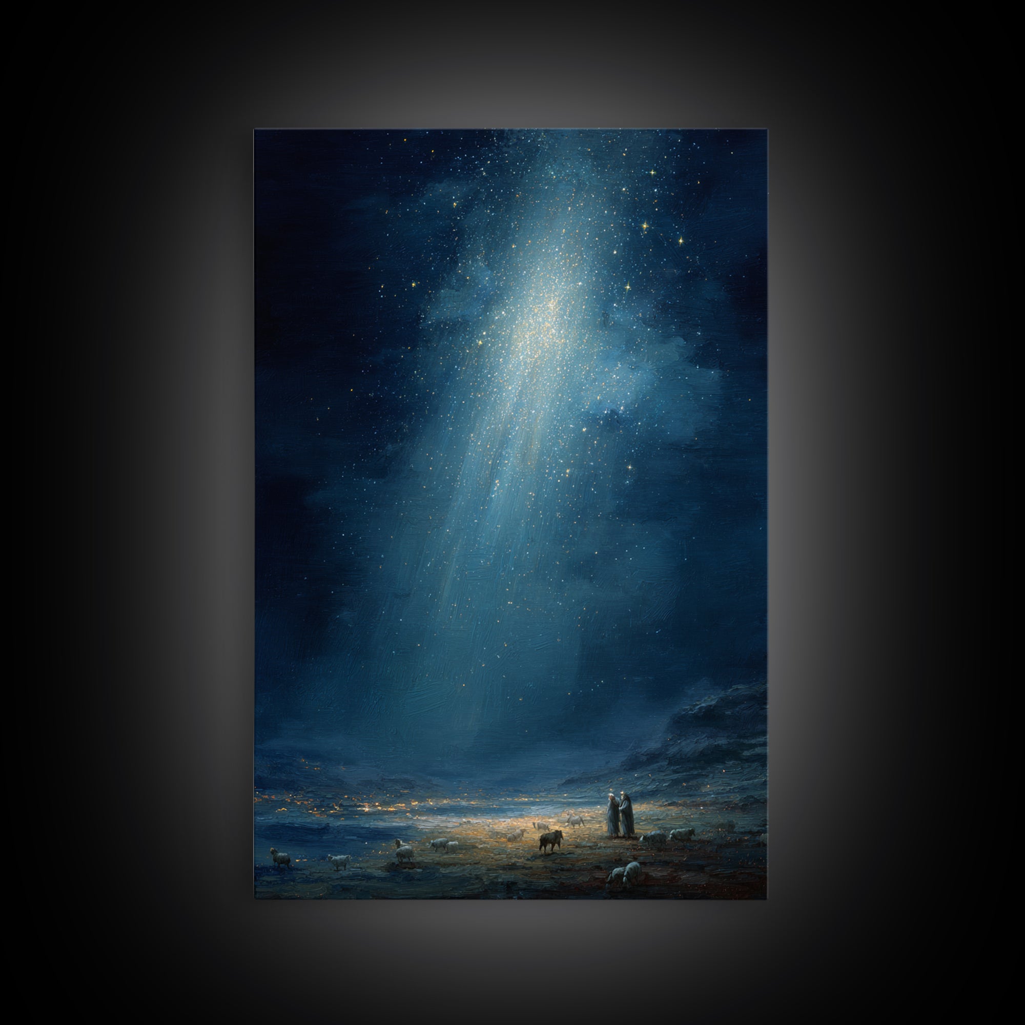 Night Of Promise | Framed Canvas Print | Christian Wall Art | Christian Christmas Art | Christmas Wall Art | Christian Art Canvas | Moody C