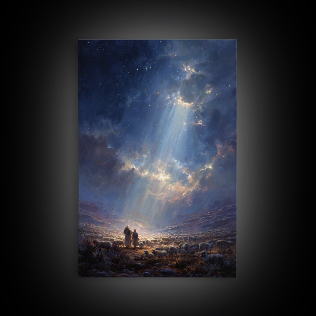 Heaven’s Radiance – Framed Canvas Print – Christian Wall Art – Christian Christmas Art – Large Christian Painting – Christmas Art Prints –