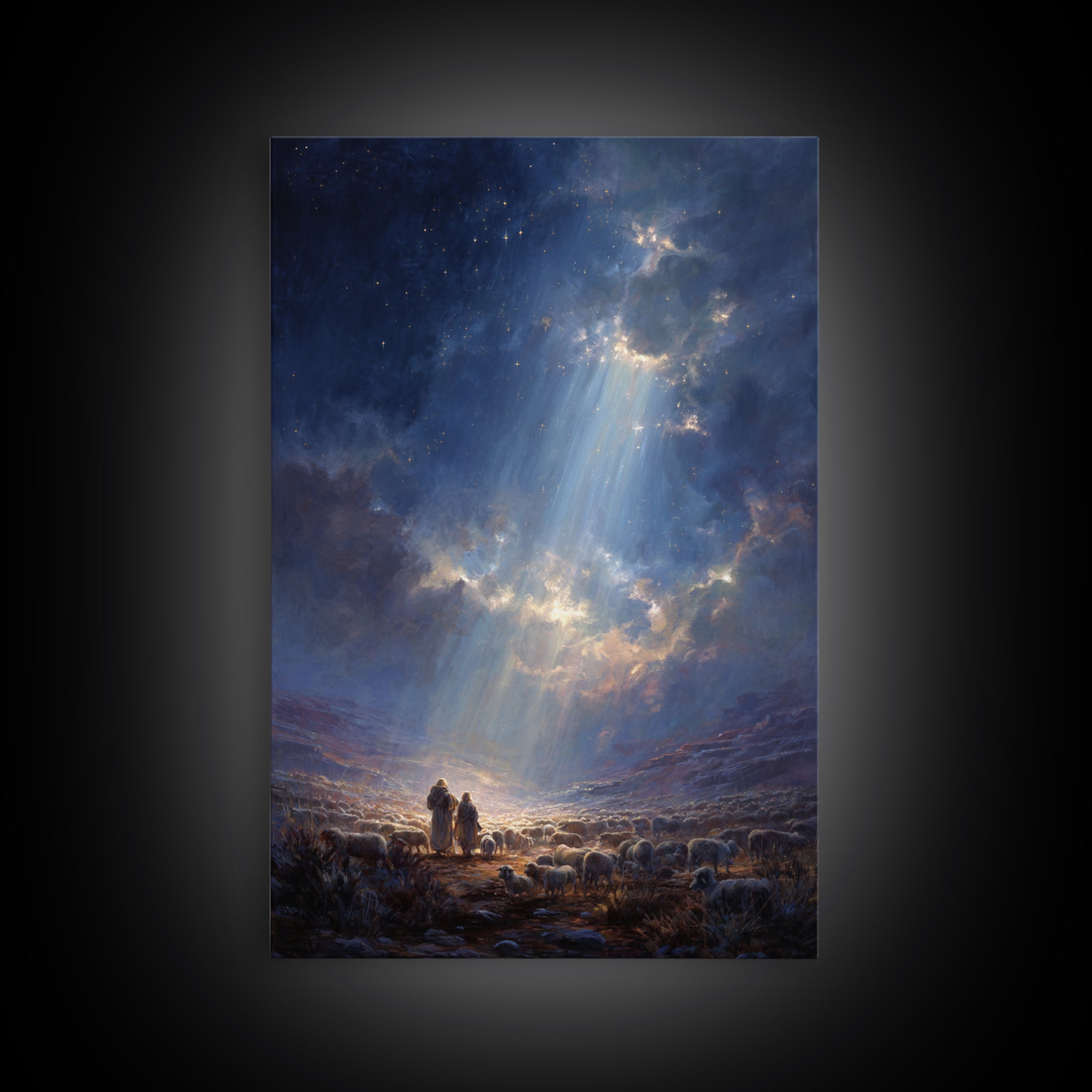 Heaven’s Radiance – Framed Canvas Print – Christian Wall Art – Christian Christmas Art – Large Christian Painting – Christmas Art Prints –