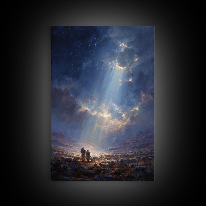 Heaven’s Radiance – Framed Canvas Print – Christian Wall Art – Christian Christmas Art – Large Christian Painting – Christmas Art Prints –