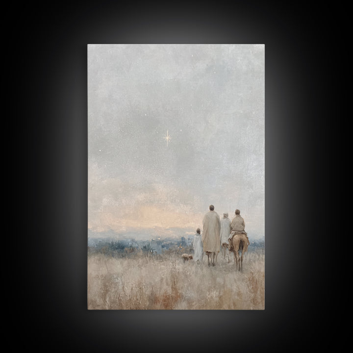 Following The Star, Framed Canvas Print, Christian Wall Art, Christmas Art, Christian Art Canvas, Framed Christmas Art, Christian Christmas