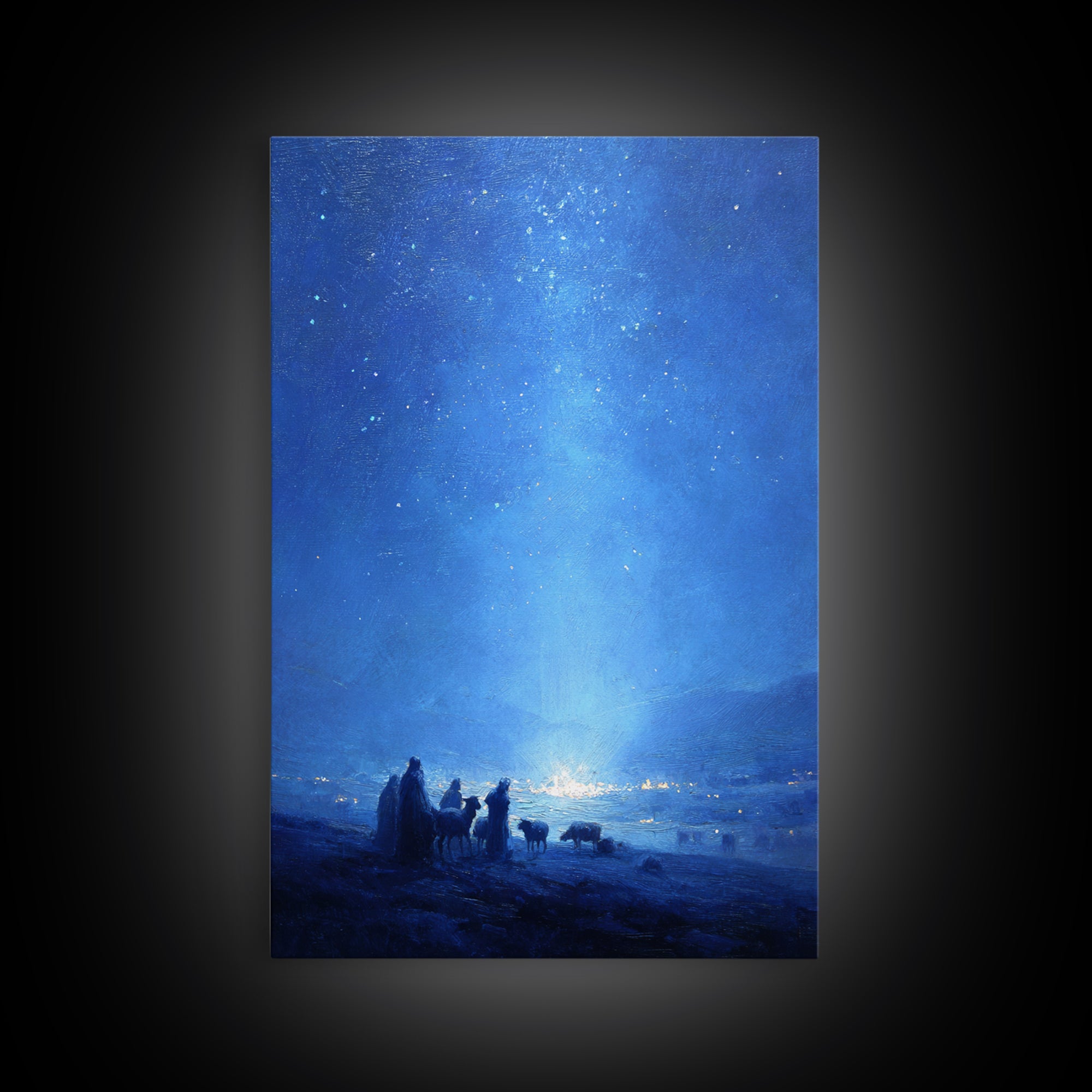 Bethlehem Blue – Framed Canvas Print – Christian Wall Art – Christian Christmas Art – Christmas Canvas Wall Art – Blue Christian Art – Chri