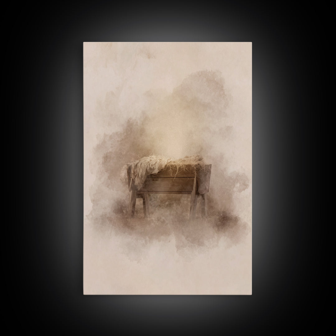 Silent Manger – Framed Canvas Print – Christian Wall Art – Christian Art Canvas – Christmas Art – Subtle Christian Art – Christian Decorati