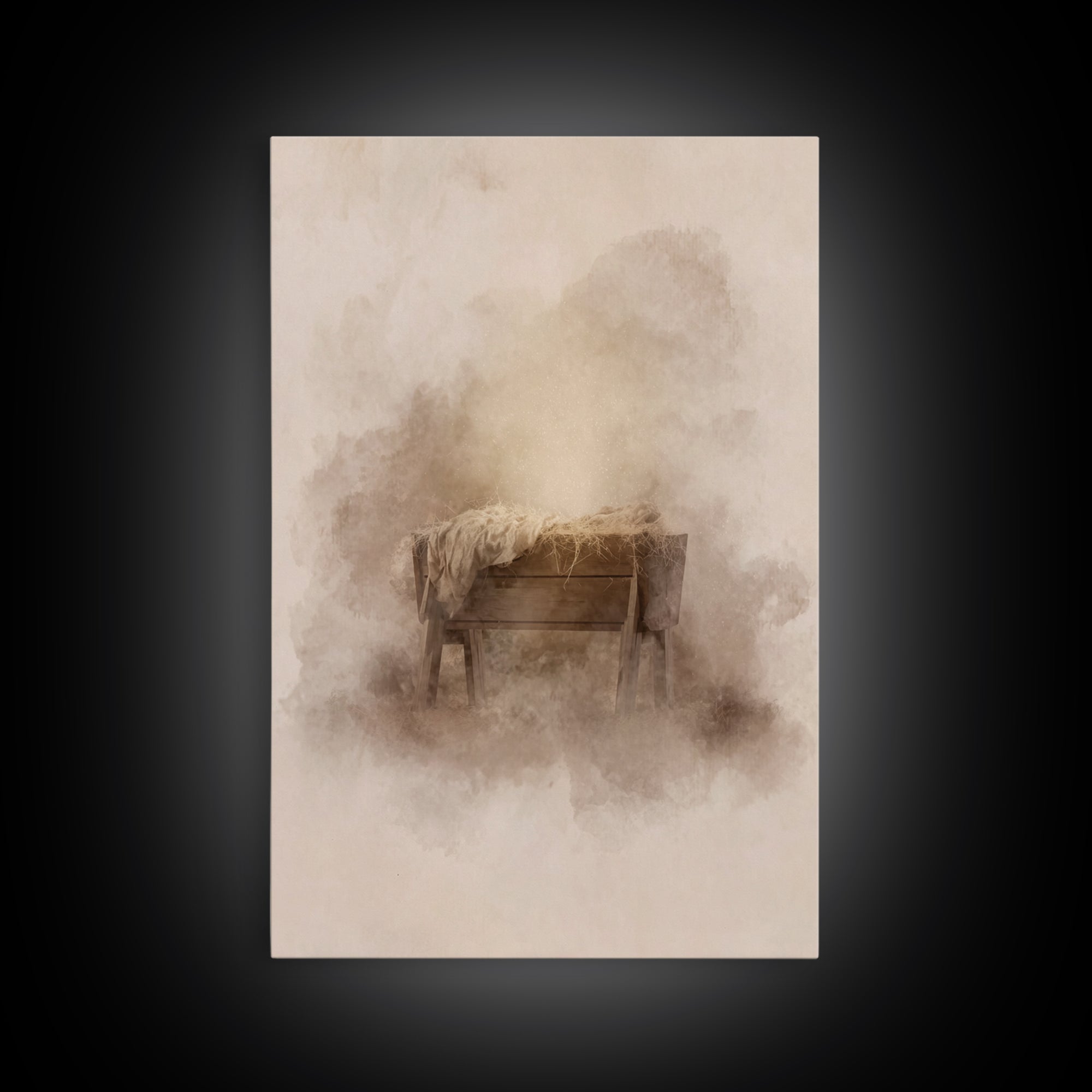 Silent Manger – Framed Canvas Print – Christian Wall Art – Christian Art Canvas – Christmas Art – Subtle Christian Art – Christian Decorati