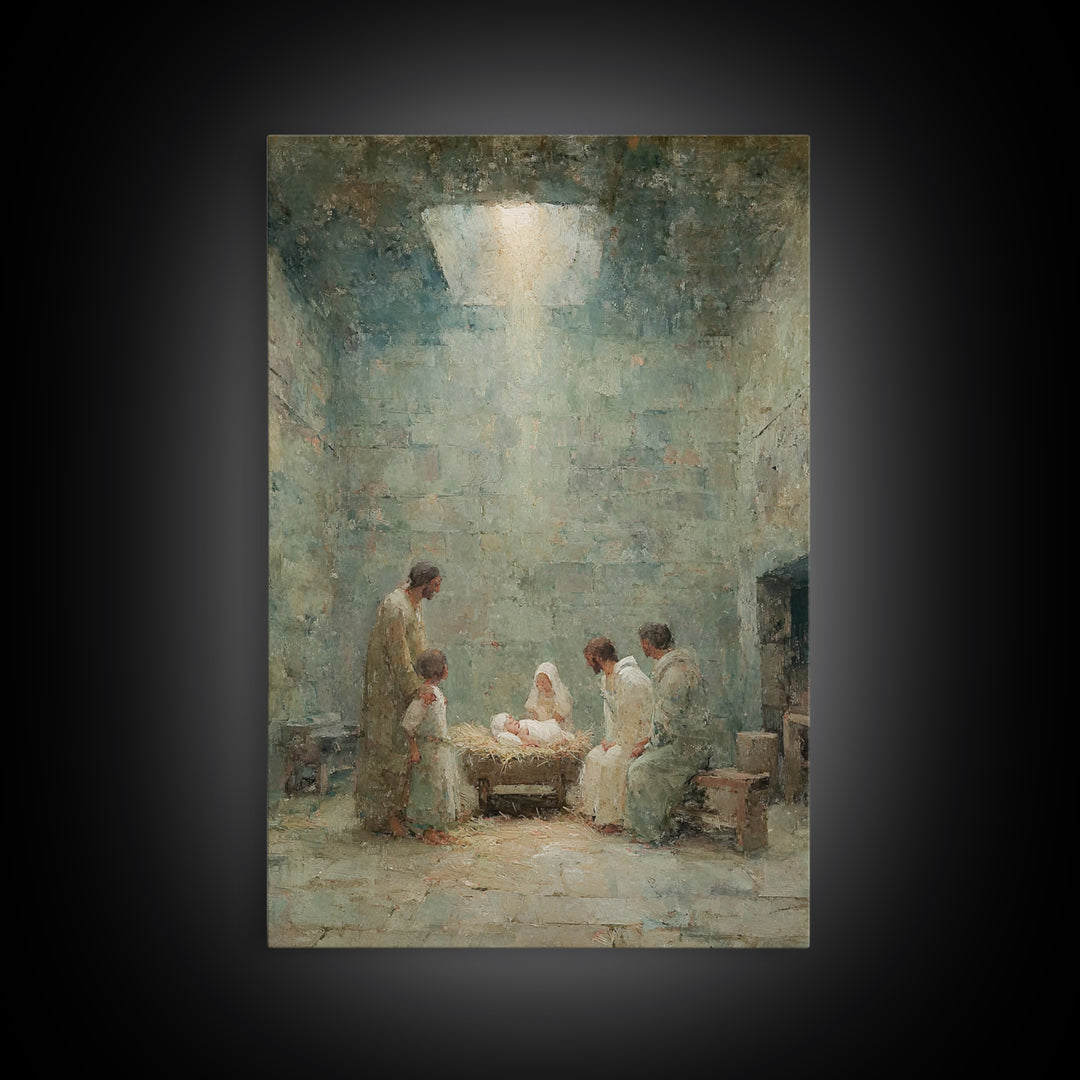 Blessed Nativity, Framed Canvas Print, Christian Wall Art, Christian Christmas Art, Christmas Wall Art, Christian Art Print, Christian Chri