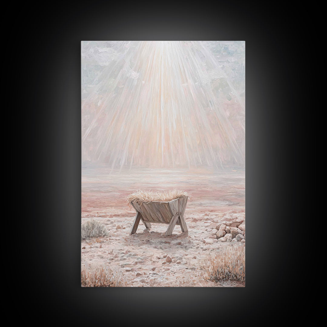 Glory In The Manger | Framed Canvas Print | Christian Wall Art | Christian Art Canvas | Christmas Art | Modern Christian Art | Christian De