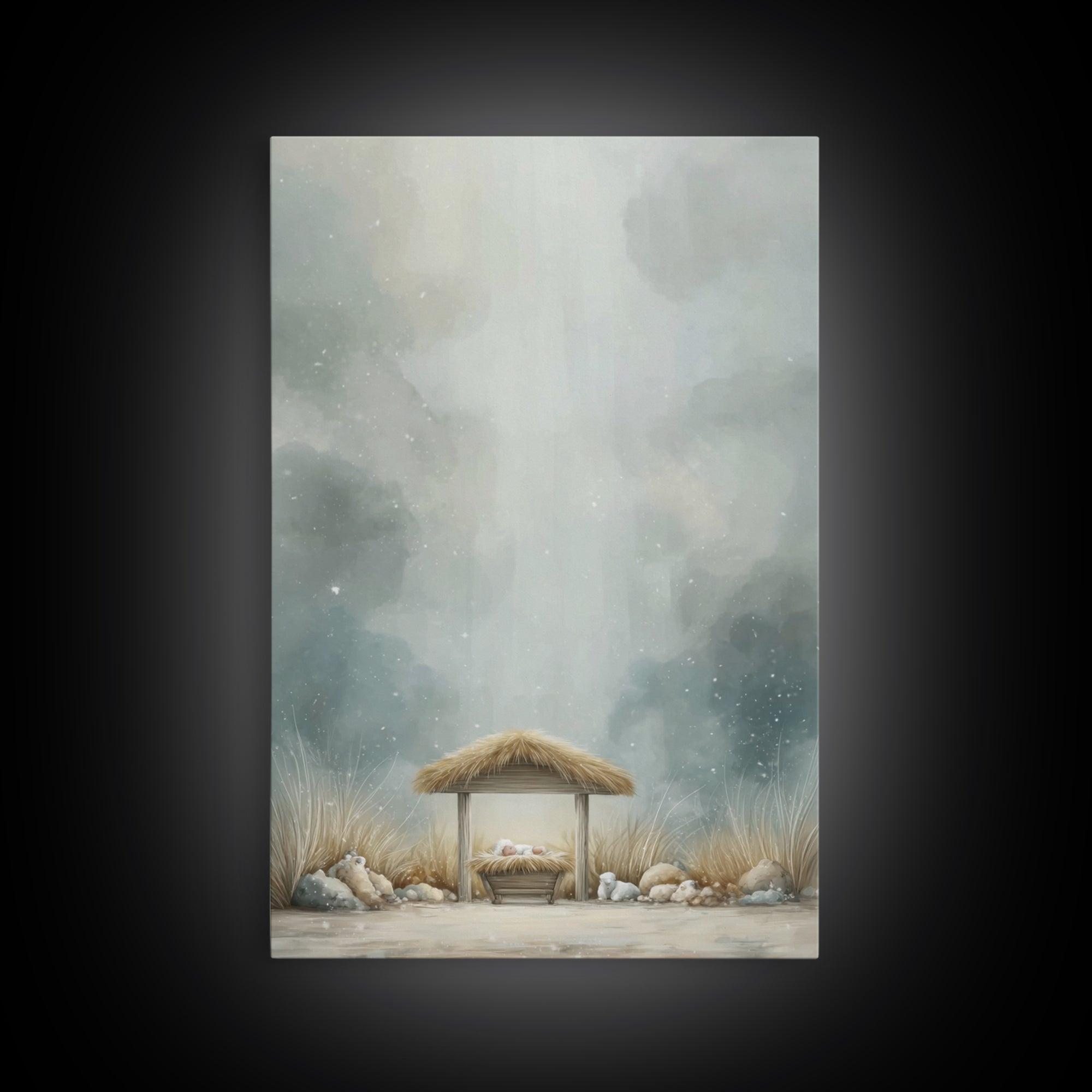 Heavenly Manger Light – Framed Canvas Print – Christian Wall Art – Christian Art Canvas – Christmas Art – Christian Decor – Jesus Art