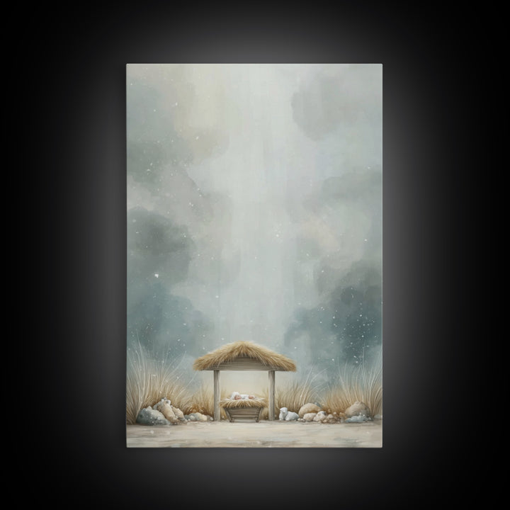 Heavenly Manger Light – Framed Canvas Print – Christian Wall Art – Christian Art Canvas – Christmas Art – Christian Decor – Jesus Art