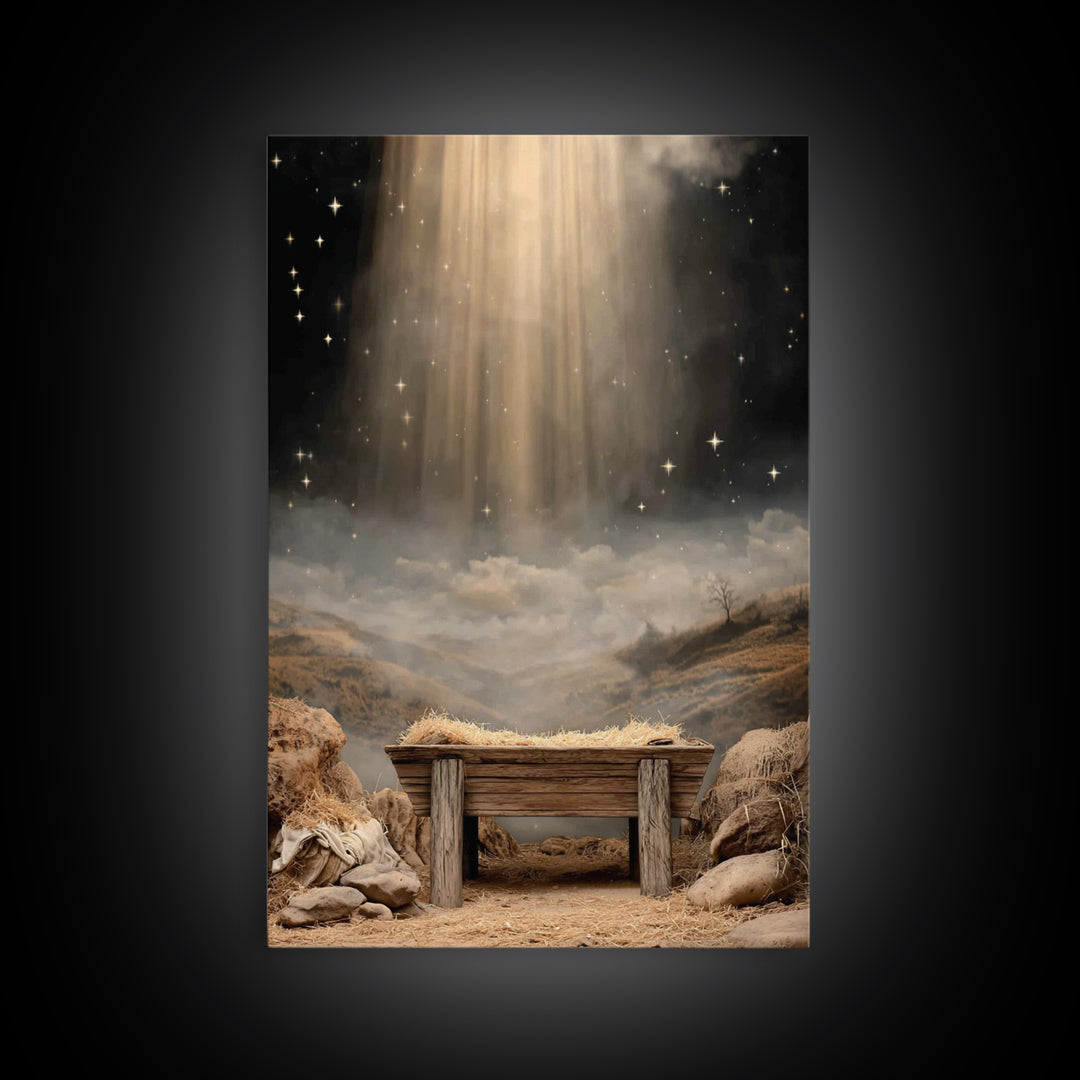 Star of Bethlehem Glow – Framed Canvas Print – Christian Art Canvas – Jesus Art – Christian Wall Art – Christmas Art – Christian Decor