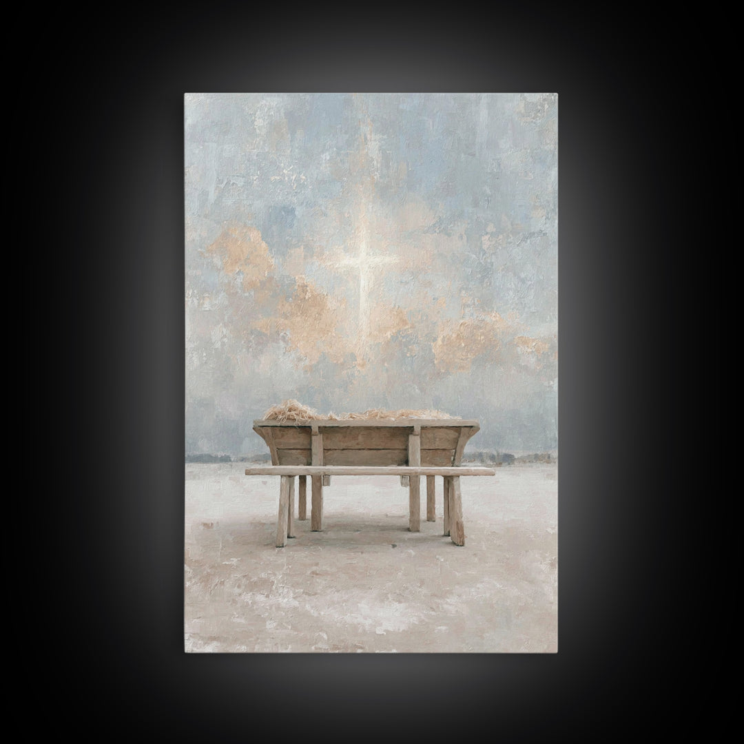 Divine Dawn Promise – Framed Canvas Print – Christmas Art – Christian Wall Art – Jesus Art – Christian Decor – Christian Art Canvas