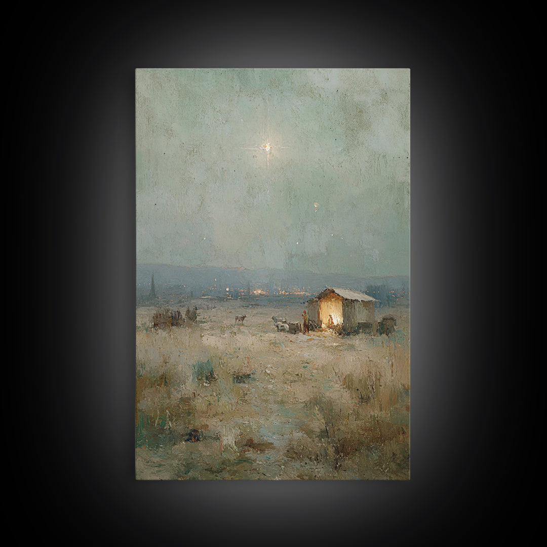 Holy Night Refuge – Framed Canvas Print – Christian Decor – Christian Art Canvas – Christian Wall Art – Jesus Art – Christmas Art