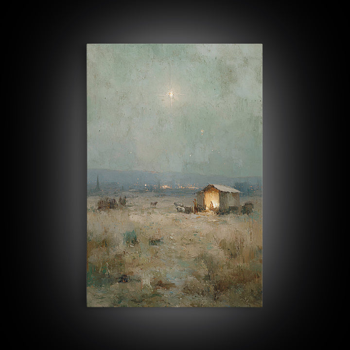 Holy Night Refuge – Framed Canvas Print – Christian Decor – Christian Art Canvas – Christian Wall Art – Jesus Art – Christmas Art