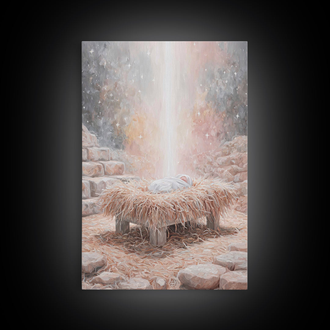 Sacred Night Hush – Framed Canvas Print – Jesus Art – Christian Decor – Christian Art Canvas – Christian Wall Art – Christmas Art