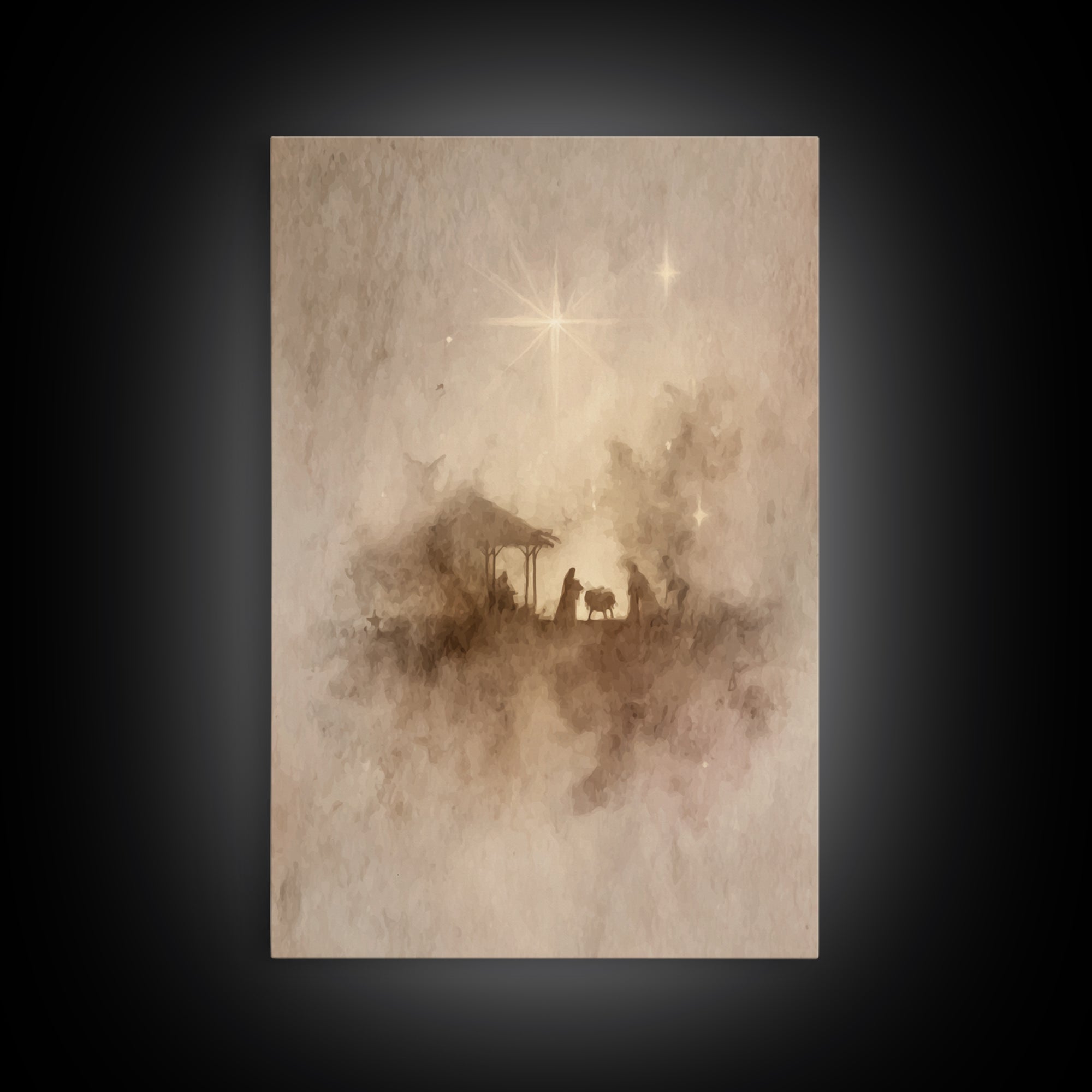 Adoration Starrise – Framed Canvas Print – Christmas Art – Christian Art Canvas – Christian Decor – Jesus Art – Christian Wall Art