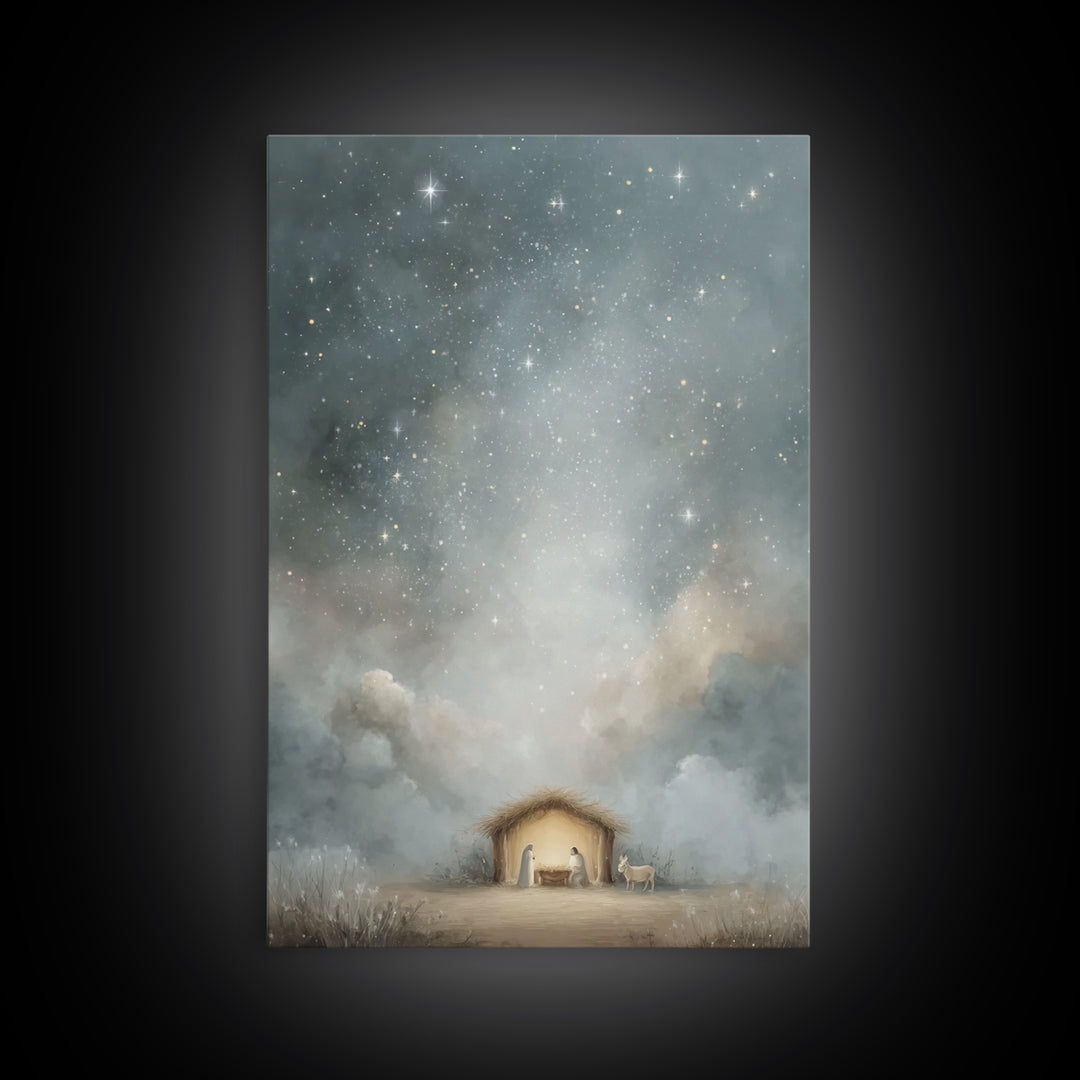 Silent Holy Sky – Framed Canvas Print – Jesus Art – Christian Wall Art – Christian Decor – Christian Art Canvas – Christmas Art