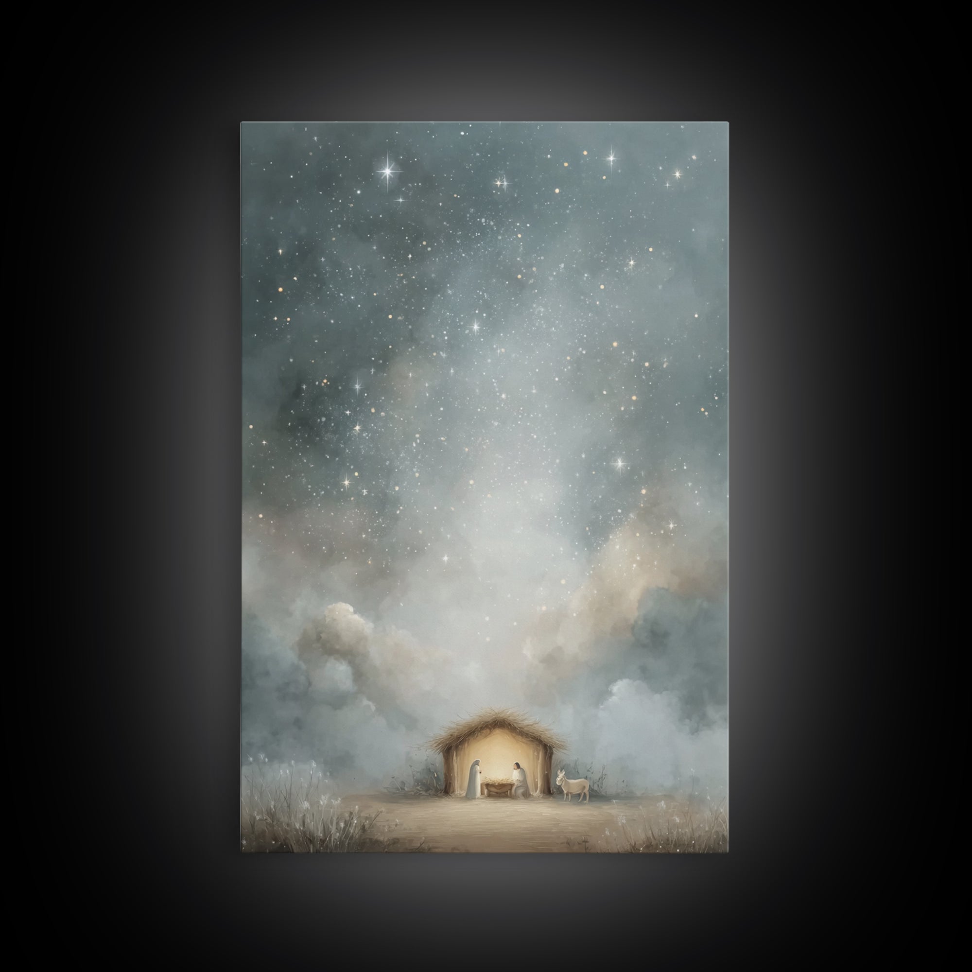 Silent Holy Sky – Framed Canvas Print – Jesus Art – Christian Wall Art – Christian Decor – Christian Art Canvas – Christmas Art