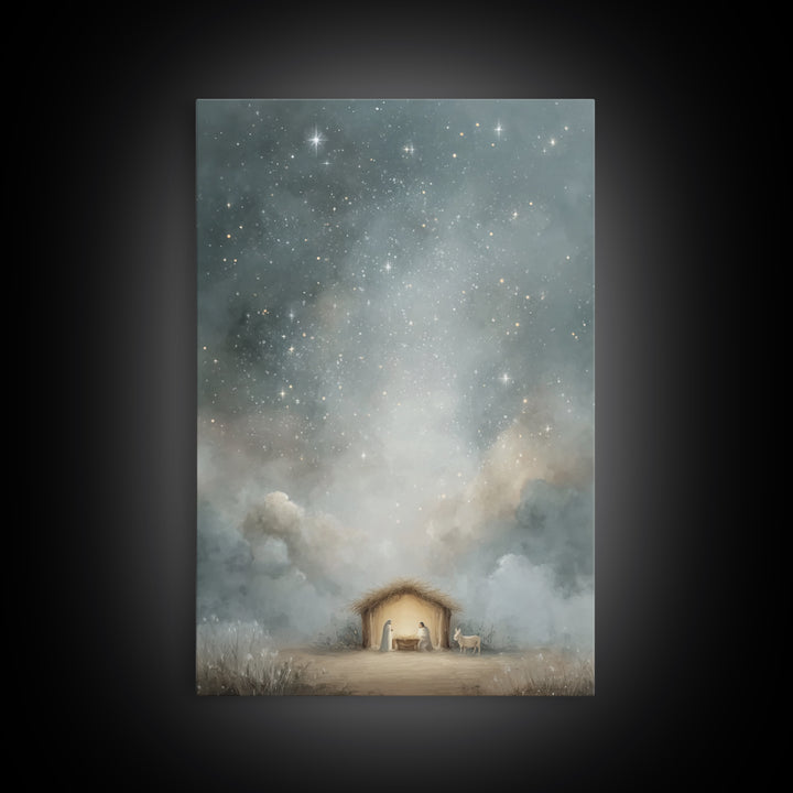 Silent Holy Sky – Framed Canvas Print – Jesus Art – Christian Wall Art – Christian Decor – Christian Art Canvas – Christmas Art