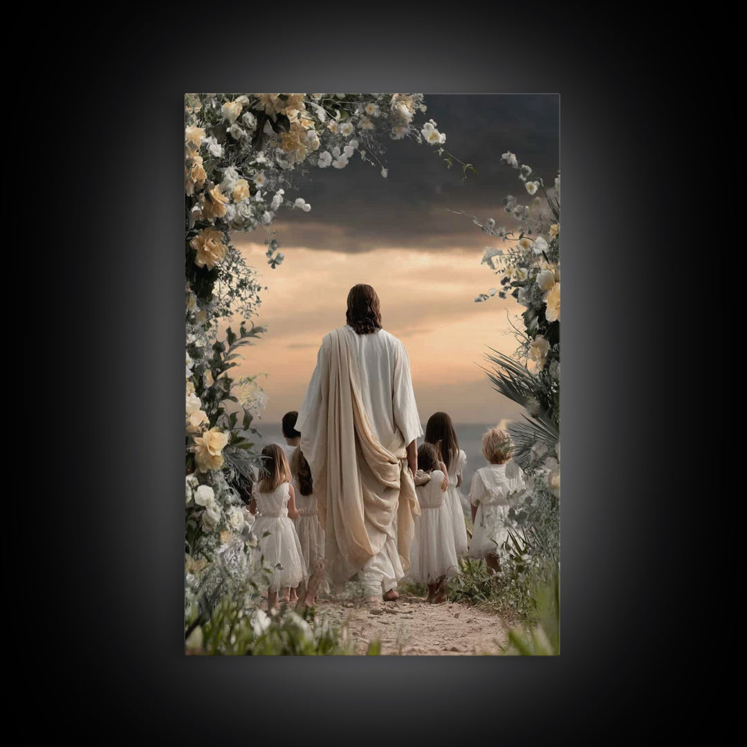 Heaven’s Gentle Walk – Framed Canvas Print – Jesus Painting – Christian Wall Art – Christian Art Canvas – Christian Decor – Christian Art