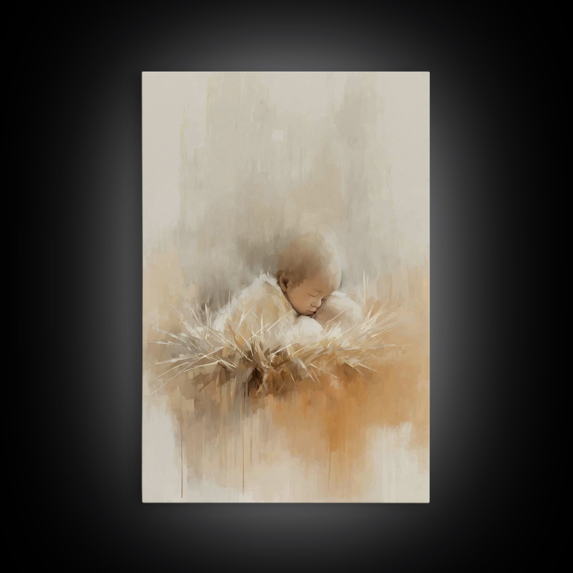 Pastoral Shepherd Calm | Framed Canvas Print | Christian Art Canvas | Christian Wall Art | Jesus Painting | Christian Christmas Art | Chris