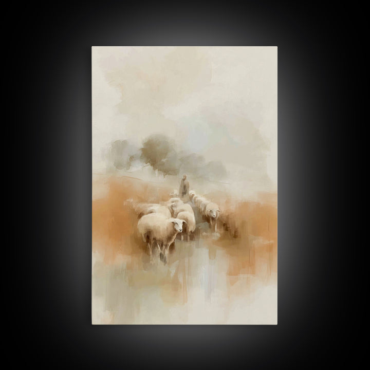 Guardian Of The Flock | Framed Canvas Print | Jesus Painting | Christian Wall Art | Christian Art Canvas | Christian Decor | Christian Chri