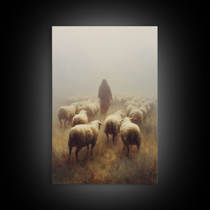 Fog Of Guidance | Framed Canvas Print | Christian Art Canvas | Christian Gift | Jesus Painting | Christian Wall Art | Moody Christmas Art