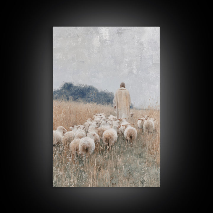 Shepherds Of Grace – Framed Canvas Print – Christian Wall Art – Modern Christian Painting – Jesus Art Print – Christian Decorations – Chris