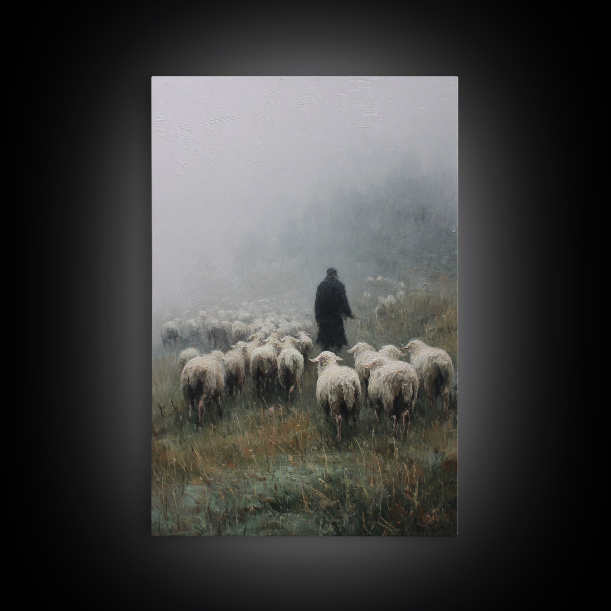 Still Pasture Calm, Framed Canvas Print, Christian Art Work, Large Christian Art, Jesus Painting, Christian Art Canvas, Christian Gift Idea