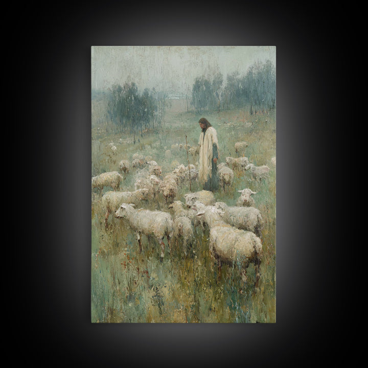 Quiet Shepherd Path | Framed Canvas Print | Christian Wall Art | Christian Christmas Art | Jesus Canvas Art | Christian Art Canvas | Vintag