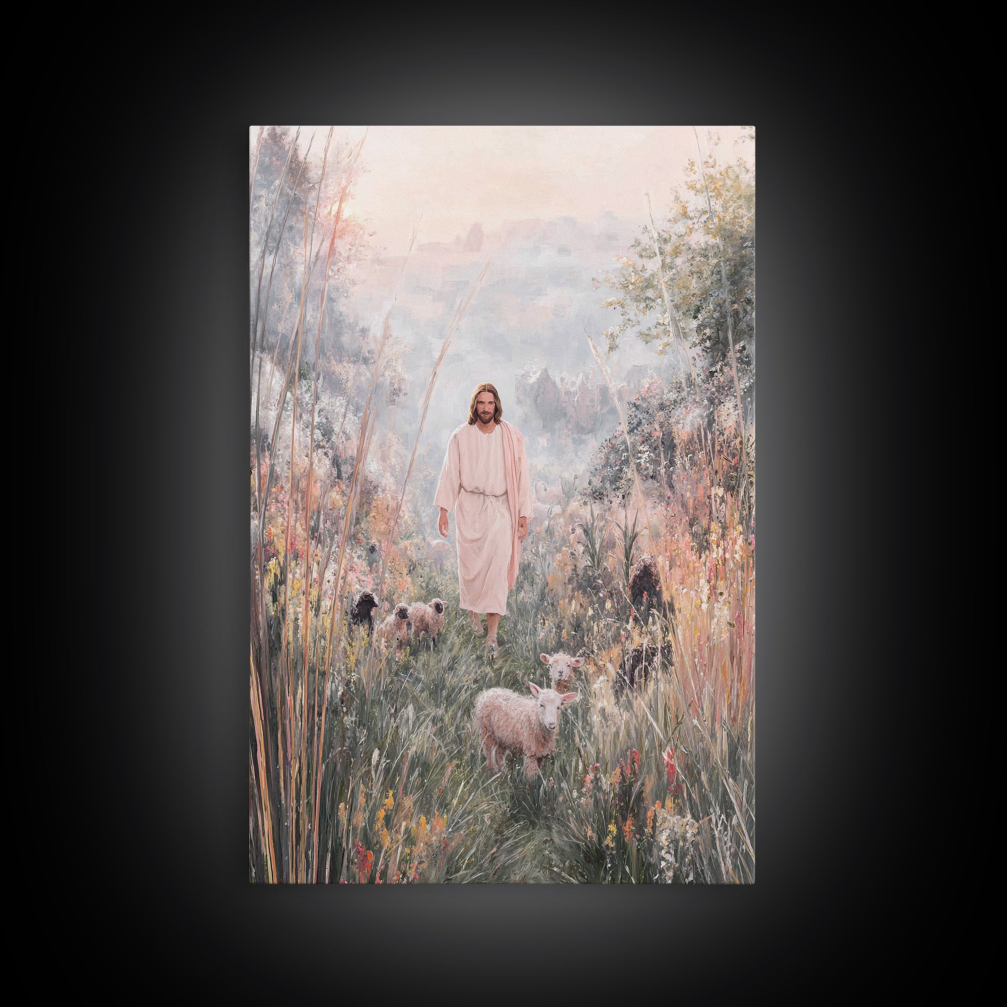 Dawn Shepherd Light, Framed Canvas Print, Christian Art Print, Jesus Art Print, Christian Wall Art, Unique Christian Art, Christian Christm