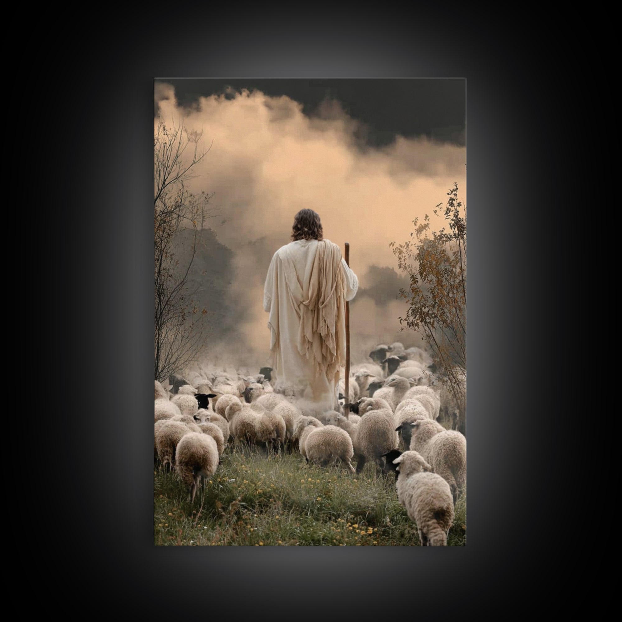 Shepherd Of Morning – Framed Canvas Print – Christian Decor For Home – Christian Art Canvas – Jesus Painting – Christian Wall Art – Christm