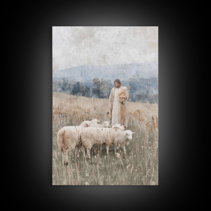 Shepherds Of Peace – Framed Canvas Print – Christian Wall Art – Jesus Painting – Christian Decor – Pastoral Scenery – Christian Art Canvas
