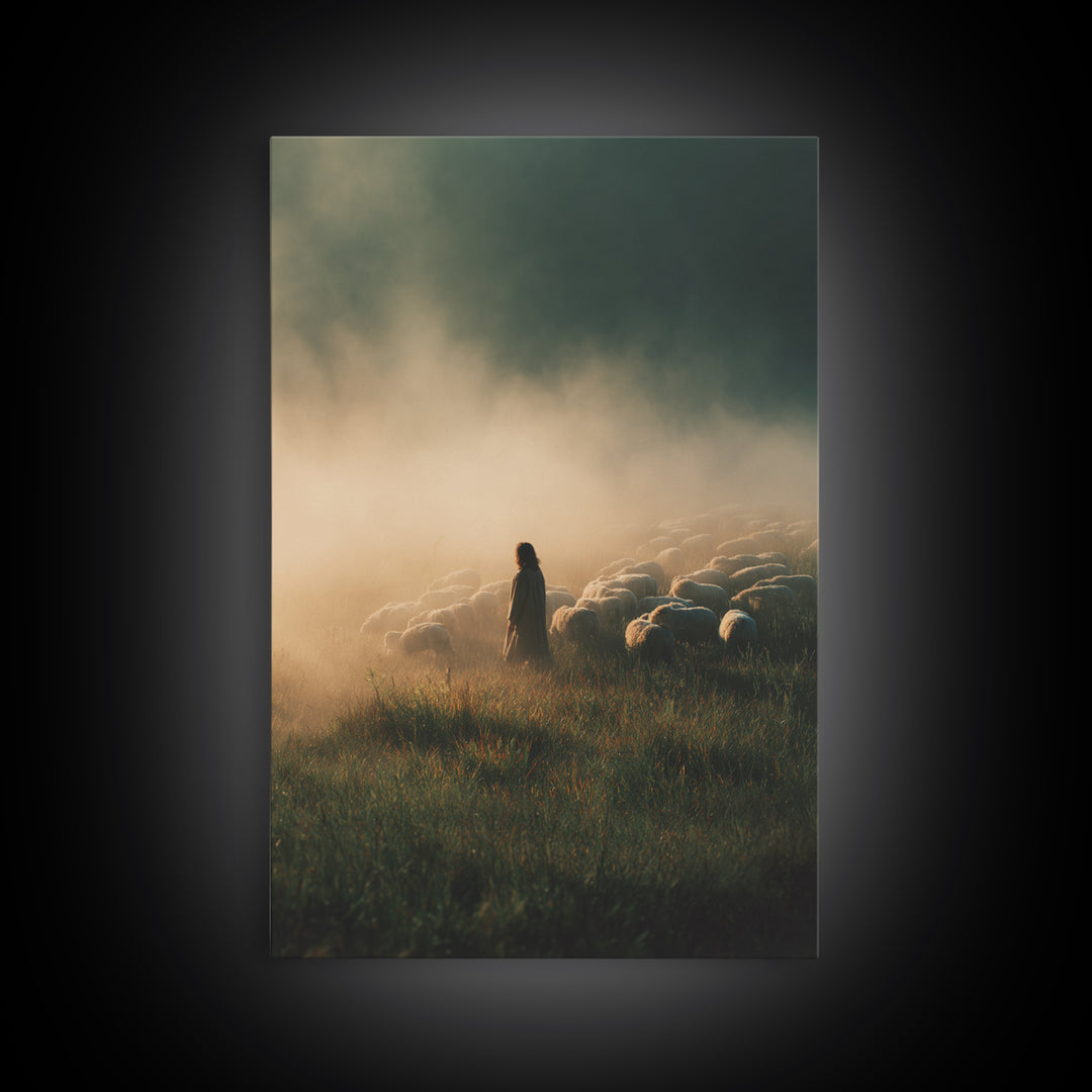 Dawn Of Guidance – Framed Canvas Print – Christian Wall Art – Large Jesus Painting – Christian Art Canvas – Christian Christmas Art – Chris