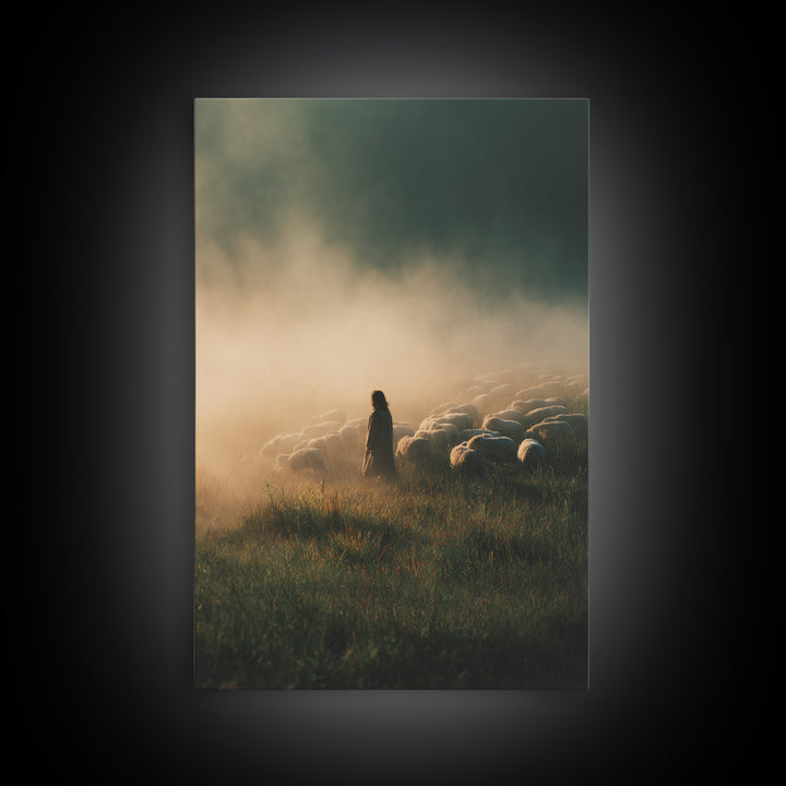 Dawn Of Guidance – Framed Canvas Print – Christian Wall Art – Large Jesus Painting – Christian Art Canvas – Christian Christmas Art – Chris