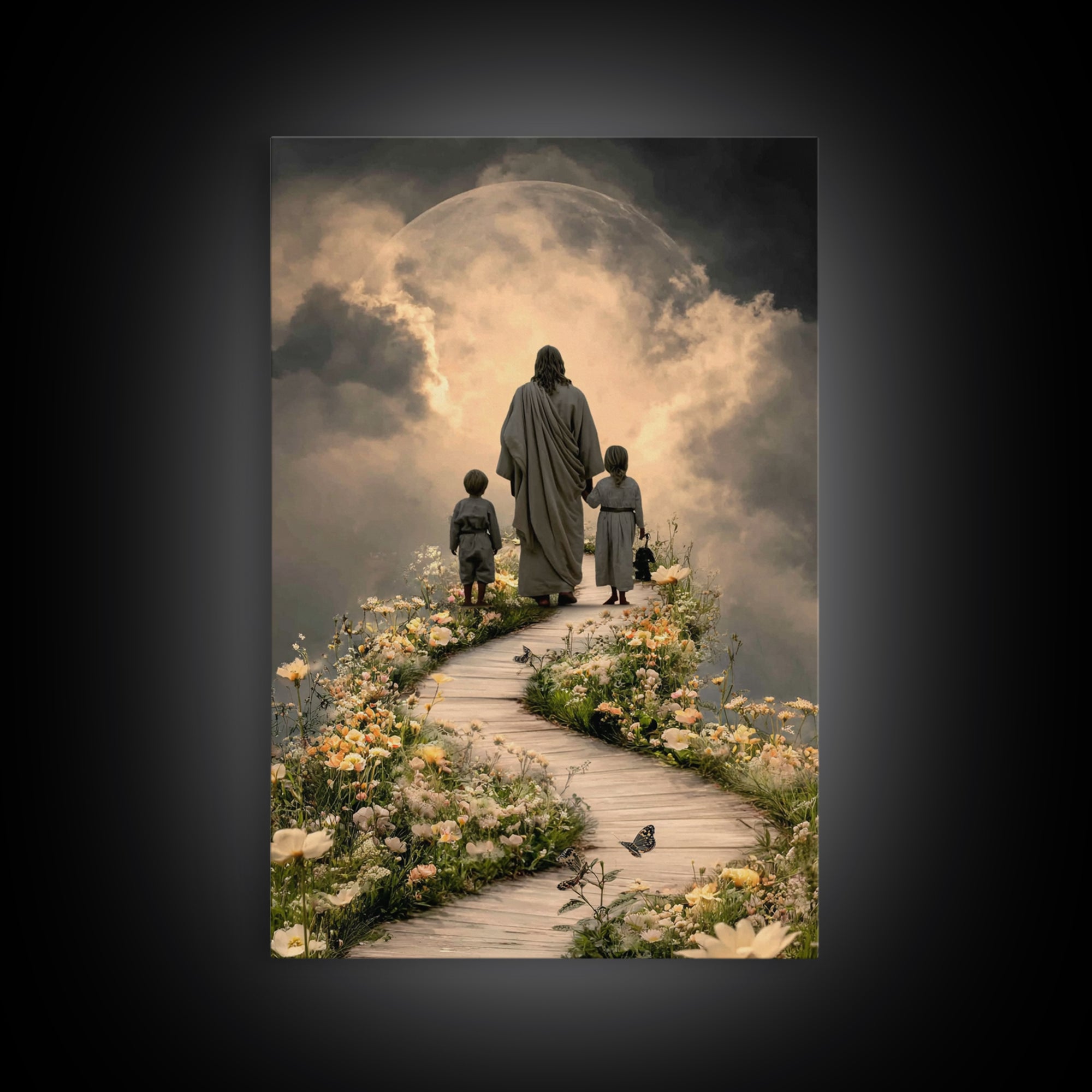 Pathway Of Light | Framed Canvas Print | Christian Wall Art | Jesus Painting | Christian Christmas Art | Christian Art Canvas | Christian D