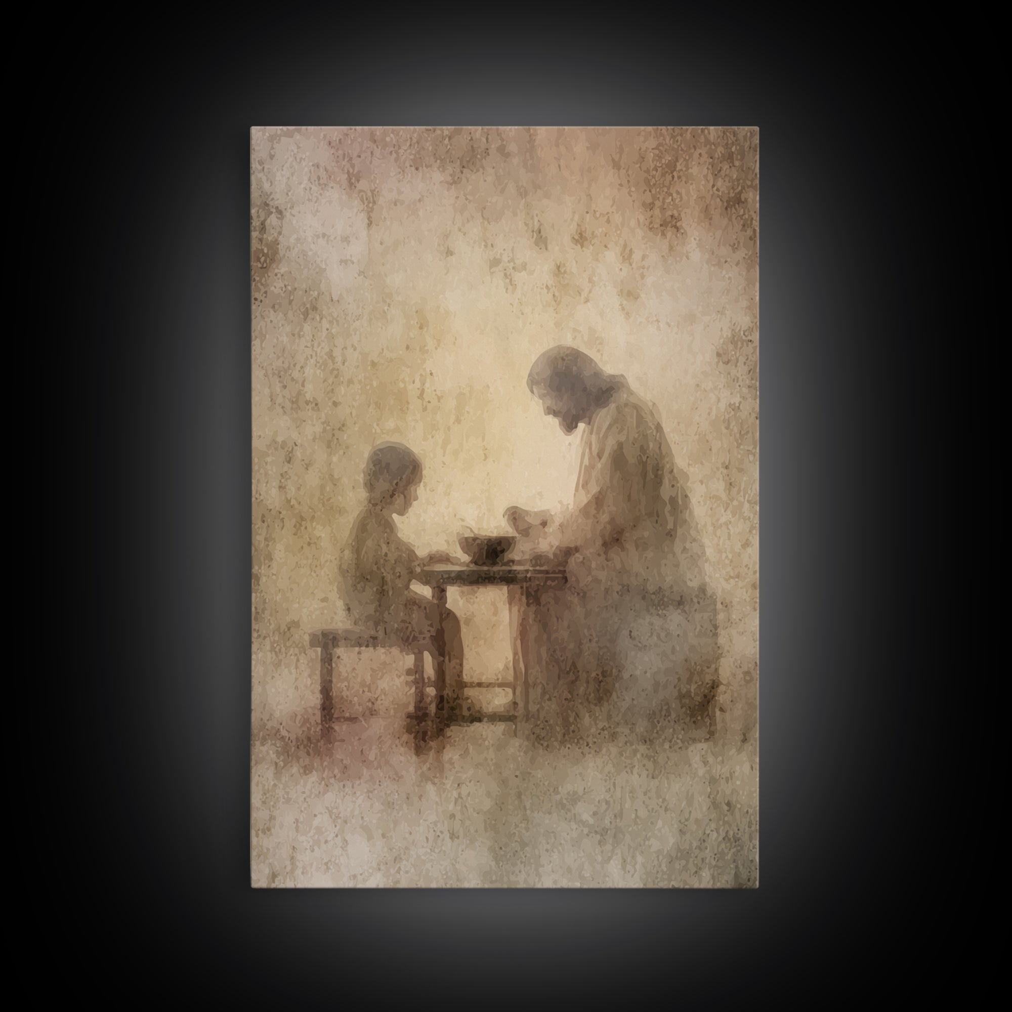 Quiet Communion – Framed Canvas Print – Christian Wall Art – Christian Art Canvas – Jesus Painting – Minimalist Christian Art – Christian D