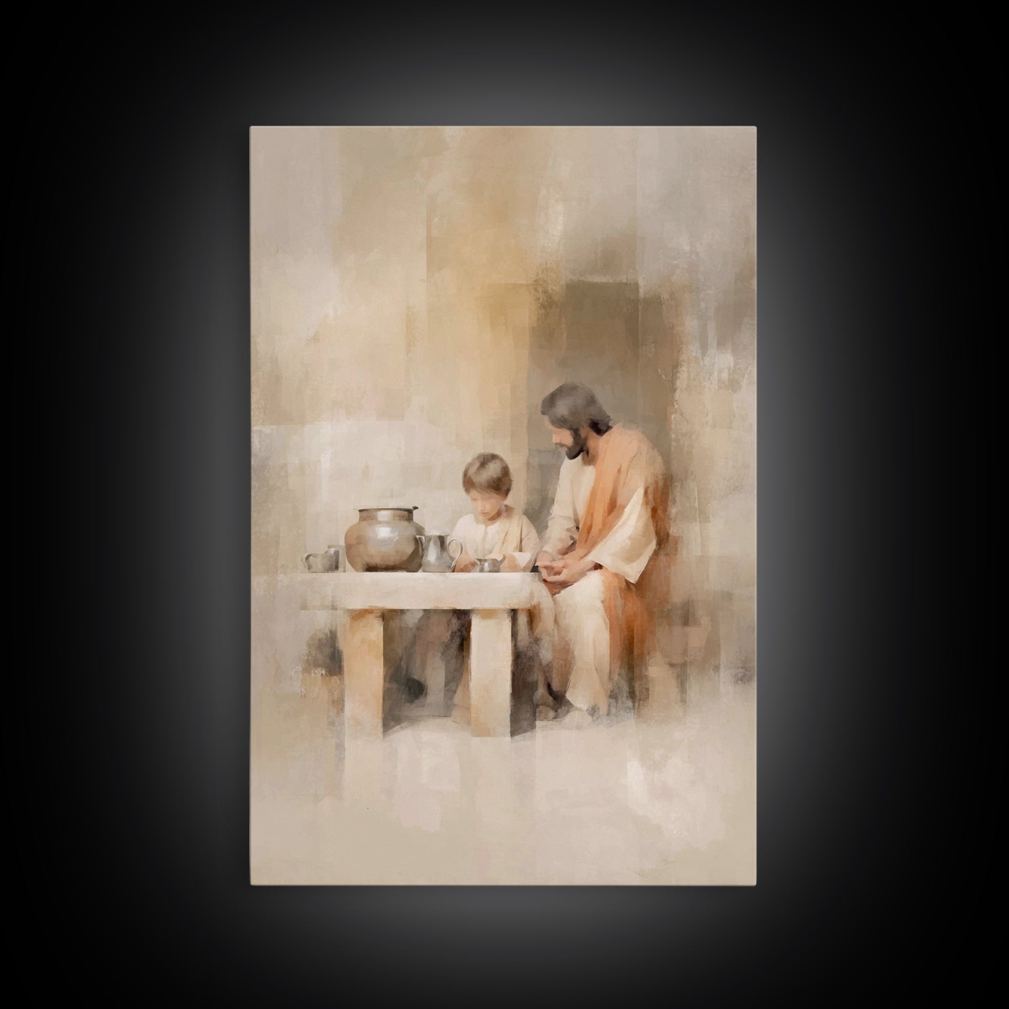 Table Of Blessing – Framed Canvas Print – Christian Wall Art – Christian Art Canvas – Jesus Painting – Subtle Christian Art – Christian Gif