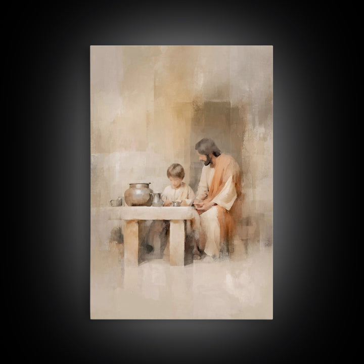 Table Of Blessing – Framed Canvas Print – Christian Wall Art – Christian Art Canvas – Jesus Painting – Subtle Christian Art – Christian Gif