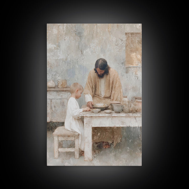 Humble Teaching – Framed Canvas Print – Christian Wall Art – Christian Art Canvas – Jesus Painting – Vintage Christian Art – Christian Home