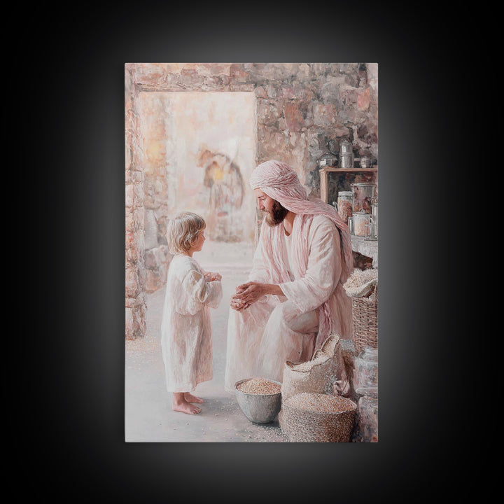 Gentle Provision – Framed Canvas Print – Christian Wall Art – Jesus Painting – Christian Art Canvas – Rustic Christian Art – Christian Deco
