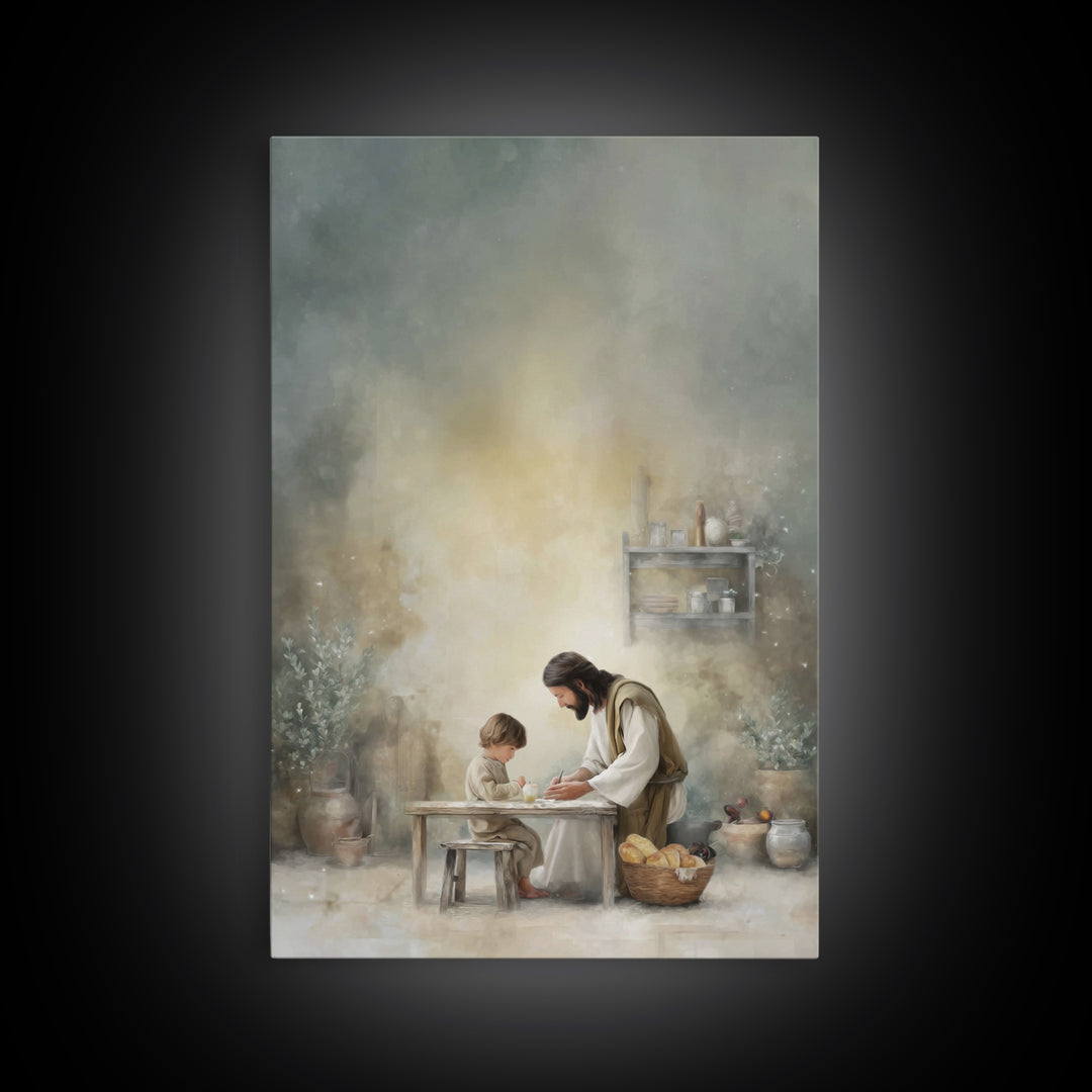 Sacred Learning – Framed Canvas Print – Christian Wall Art – Christian Art Canvas – Jesus Painting – Minimalist Christian Art – Christian G