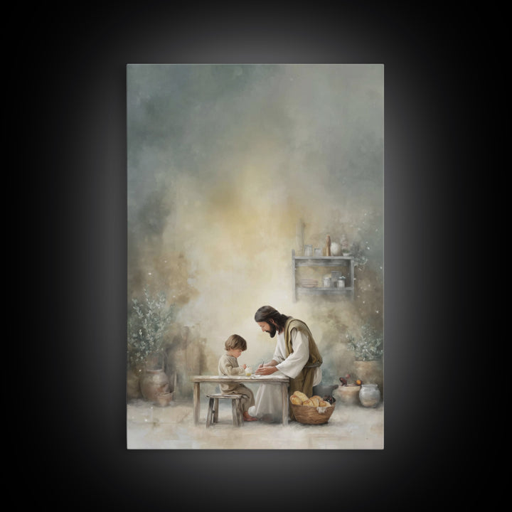 Sacred Learning – Framed Canvas Print – Christian Wall Art – Christian Art Canvas – Jesus Painting – Minimalist Christian Art – Christian G