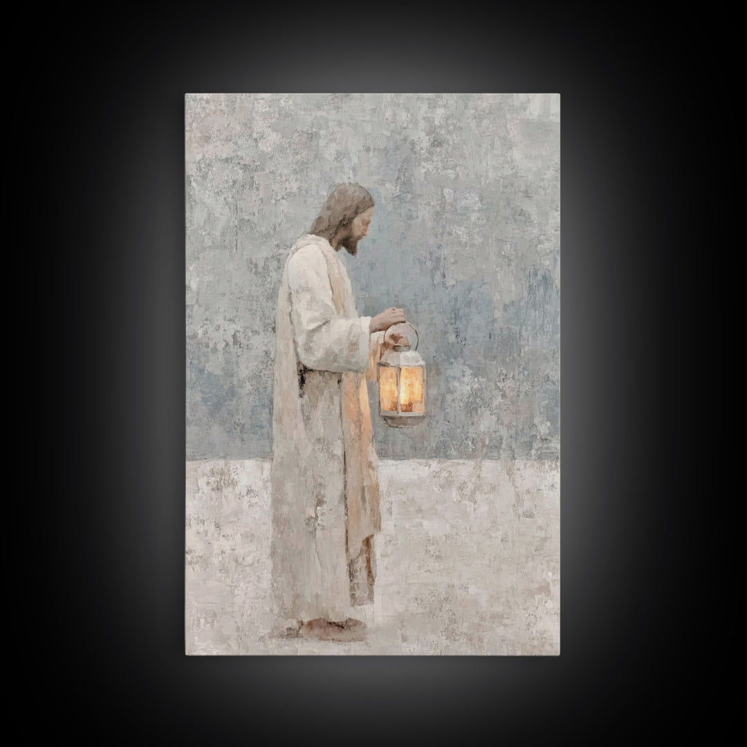 Soft Dawn Light – Framed Canvas Print – Christian Wall Art – Christian Art Canvas – Jesus Painting – Minimalist Christian Art – Christian D