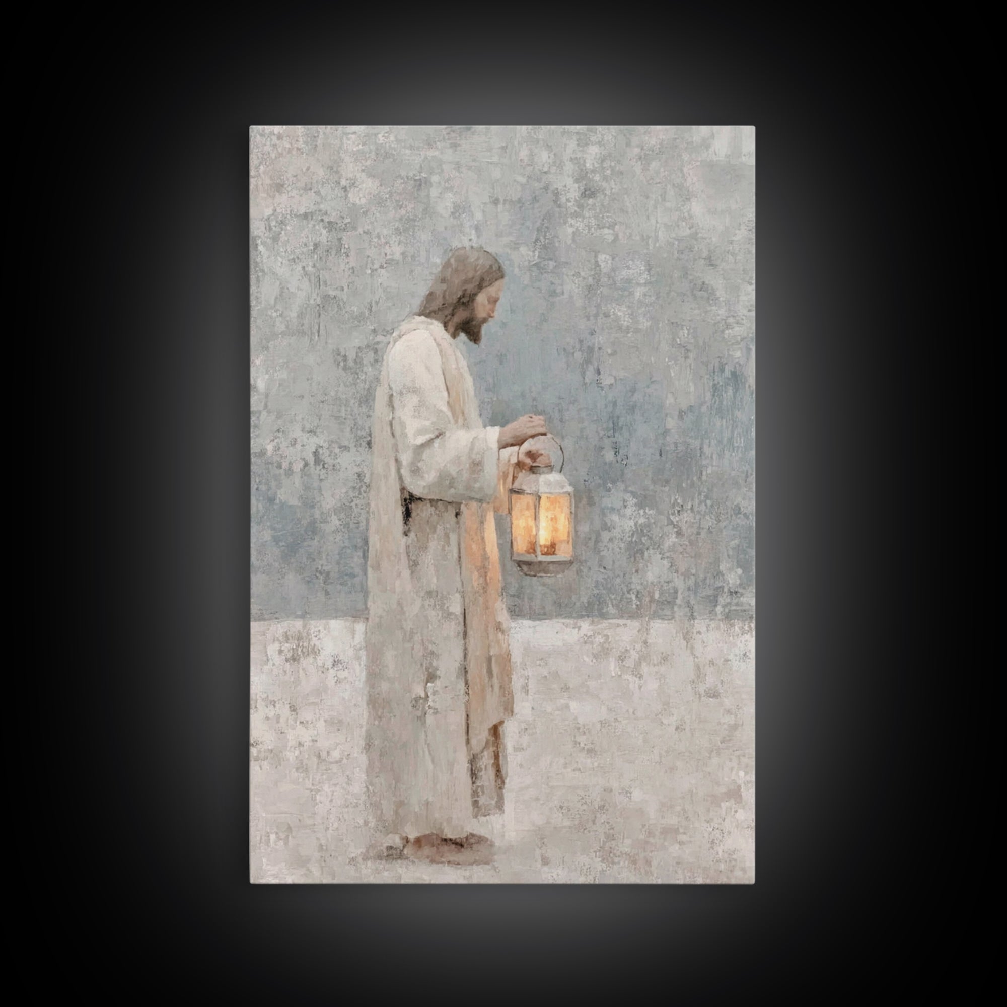Soft Dawn Light – Framed Canvas Print – Christian Wall Art – Christian Art Canvas – Jesus Painting – Minimalist Christian Art – Christian D