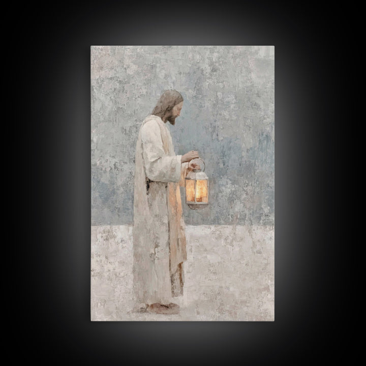 Soft Dawn Light – Framed Canvas Print – Christian Wall Art – Christian Art Canvas – Jesus Painting – Minimalist Christian Art – Christian D