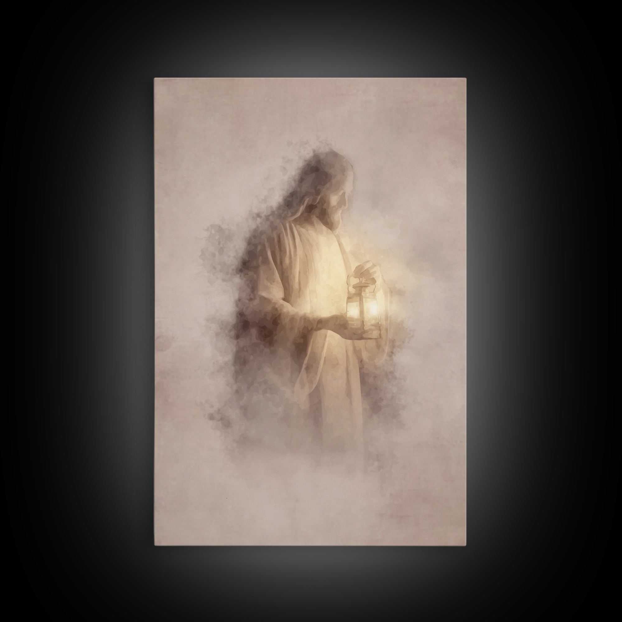 Heavenly Glow – Framed Canvas Print – Christian Wall Art – Jesus Painting – Christian Art Canvas – Subtle Christian Art – Christian Home De
