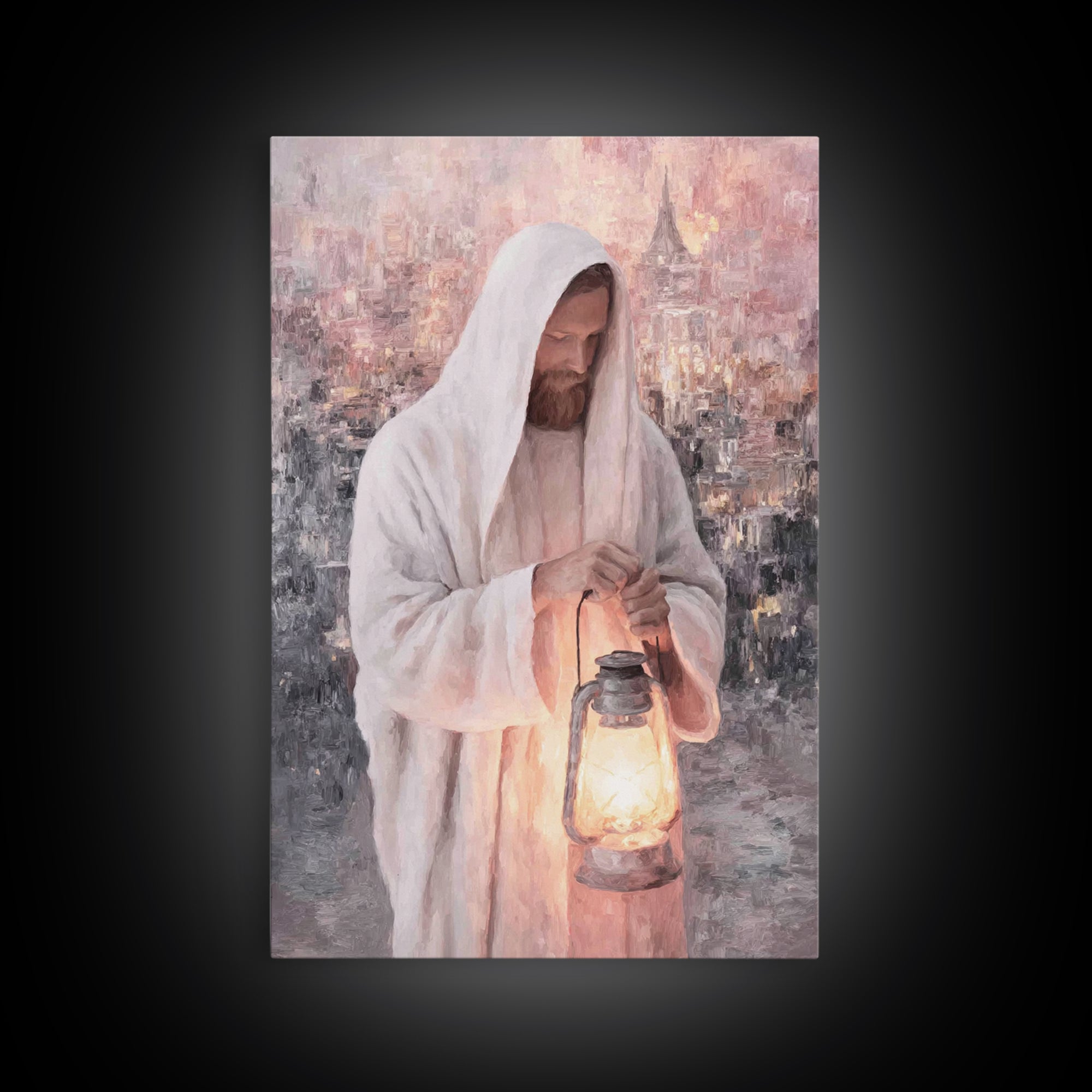 City Of Light – Framed Canvas Print – Christian Wall Art – Jesus Painting – Christian Art Canvas – Modern Christian Art – Christian Gift Id